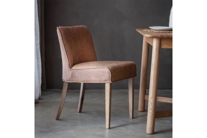 Gallery Direct Set of 2 Tarnby Dining Chairs in Tan Brown Leather