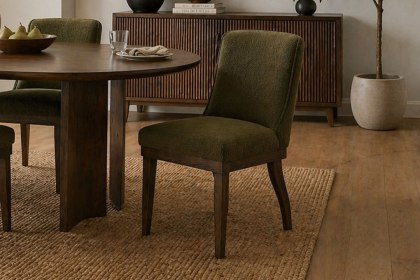Gallery Direct Set of 2 Kelvedon Dining Chairs in Green Boucle