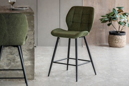 Gallery Direct Set of 2 Manford Fabric Bar Stools in Bottle Green