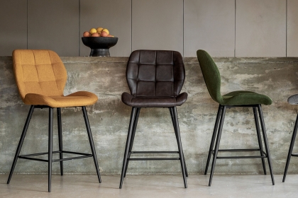 Gallery Direct Set of 2 Manford Leather Bar Stools in Brown