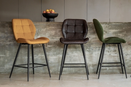 Gallery Direct Set of 2 Manford Fabric Bar Stools in Saffron