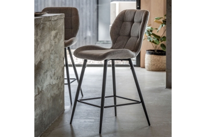 Gallery Direct Set of 2 Manford Fabric Bar Stools in Light Grey