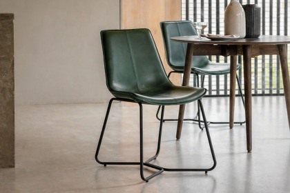 Gallery Direct Set of 2 Hawking Dining Chairs in Green PU Leather