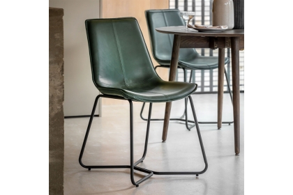 Gallery Direct Set of 2 Hawking Dining Chairs in Green PU Leather