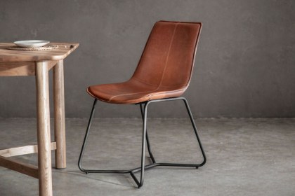 Gallery Direct Set of 2 Hawking Dining Chairs in Brown PU Leather