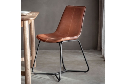 Gallery Direct Set of 2 Hawking Dining Chairs in Brown PU Leather