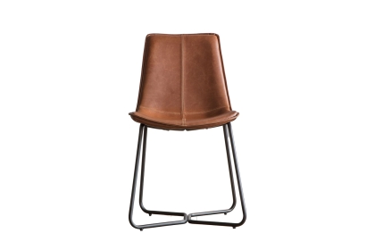 Gallery Direct Set of 2 Hawking Dining Chairs in Brown PU Leather