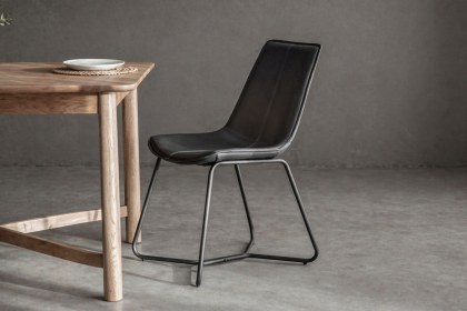 Gallery Direct Set of 2 Hawking Dining Chairs in Charcoal PU Leather