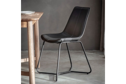 Gallery Direct Set of 2 Hawking Dining Chairs in Charcoal PU Leather