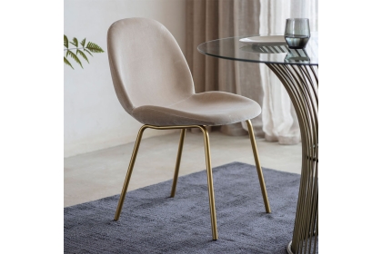 Gallery Direct Set of 2 Flanagan Dining Chairs in Oatmeal Velvet