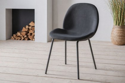 Gallery Direct Set of 2 Flanagan Dining Chairs in Grey Velvet