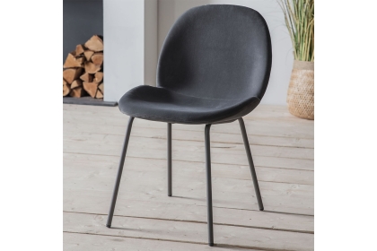 Gallery Direct Set of 2 Flanagan Dining Chairs in Grey Velvet