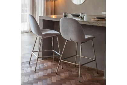 Gallery Direct Set of 2 Flanagan Bar Stools in Dark Grey Velvet