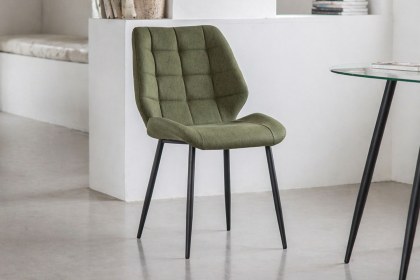 Gallery Direct Set of 2 Manford Fabric Dining Chairs in Bottle Green