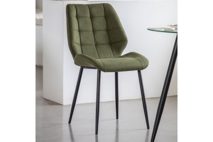 Gallery Direct Set of 2 Manford Fabric Dining Chairs in Bottle Green