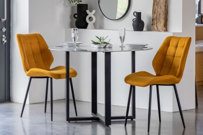 Gallery Direct Set of 2 Manford Fabric Dining Chairs in Saffron