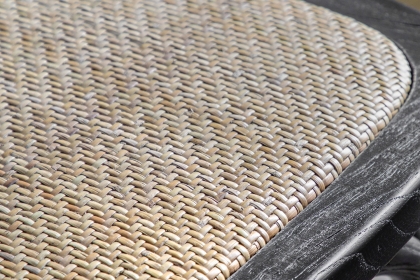 Gallery Direct Set of 2 Cafe Black Oak Bar Stools with Rattan Seat