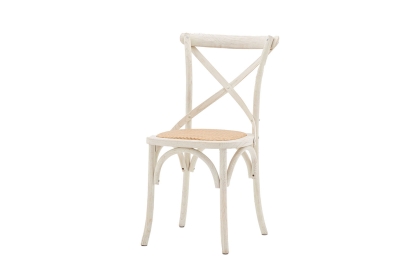 Gallery Direct Set of 2 Cafe White Oak Dining Chairs with Rattan Seat