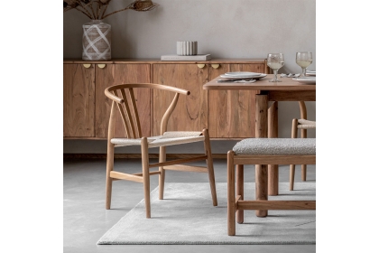 Gallery Direct Set of 2 Whitney Natural Elm Wishbone Back Dining Chairs with Woven Seat