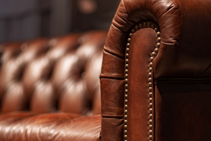 Buckingham Leather Chesterfield Wing Chair in Vintage Cognac