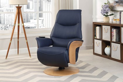 Utah Full Leather Swivel Recliner Chair