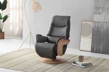 Utah Full Leather Swivel Recliner Chair