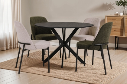 Sadie Industrial 110cm Round Dining Table in Smoke Finish