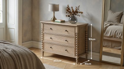 Gallery Direct Artisan Limewash Oak 3 Drawer Chest of Drawers