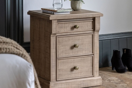 Gallery Direct Vancouver Rustic 3 Drawer Bedside Table