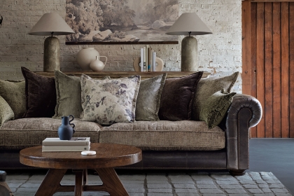 Atlantis Fabric & Leather Mix Pillow Back 4 Seater Sofa Atlantis Fabric & Leather Mix Pillow Back 4 Seater Sofa