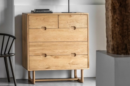 Gallery Direct Craft Natural Oak 5 Drawer Chest of Drawers
