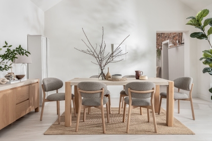 Arlo Natural Oak 190cm Dining Table with Travertine Ceramic Top