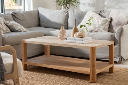 Arlo Natural Oak Coffee Table with Travertine Ceramic Top Arlo Natural Oak Coffee Table with Travertine Ceramic Top