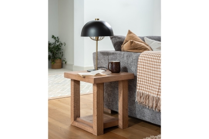 Oakley Reclaimed Wood Lamp Table in Rustic Buff Finish
