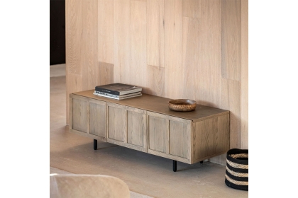 Gallery Direct Panelled Smoked Oak Media TV Unit