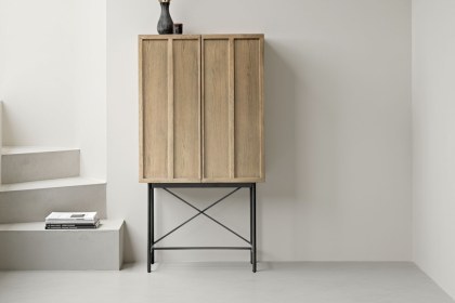 Gallery Direct Panelled Smoked Oak Cocktail Cabinet