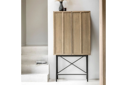 Gallery Direct Panelled Smoked Oak Cocktail Cabinet Gallery Direct Panelled Smoked Oak Cocktail Cabinet