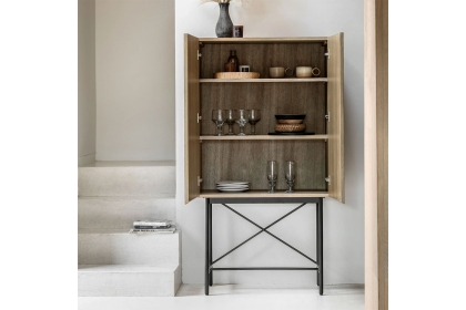 Gallery Direct Panelled Smoked Oak Cocktail Cabinet Gallery Direct Panelled Smoked Oak Cocktail Cabinet