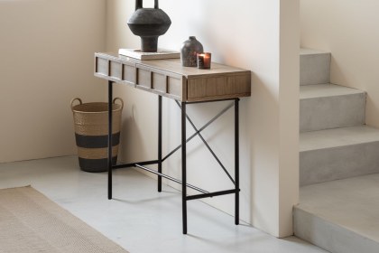 Gallery Direct Panelled Smoked Oak Console Table