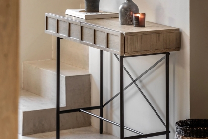 Gallery Direct Panelled Smoked Oak Console Table