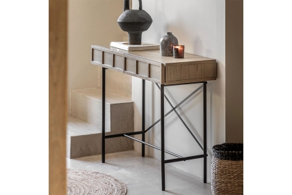 Gallery Direct Panelled Smoked Oak Console Table