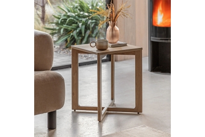Gallery Direct Panelled Smoked Oak Side Table
