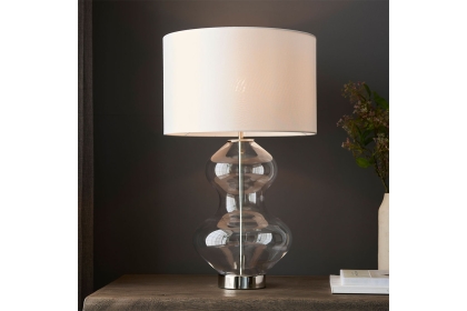 Gallery Direct Kelda Shaped Table Lamp Satin Brass Vintage White
