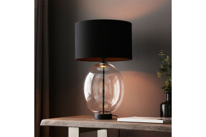 Gallery Direct Kelda Oval Table Lamp Clear Glass Black