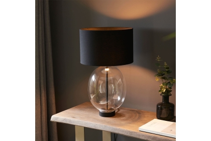 Gallery Direct Kelda Oval Table Lamp Clear Glass Black