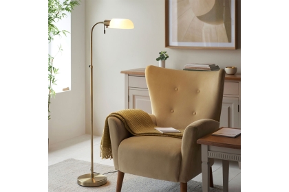 Gallery Direct Pharmacy 1 Floor Lamp Antique Brass Opal Glass