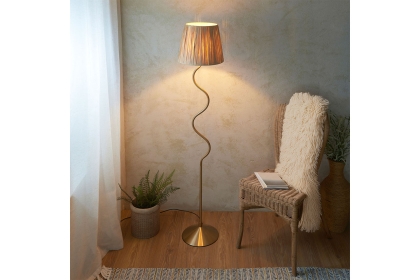 Gallery Direct Wriggle 1 Floor Lamp Brushed Aged Brass