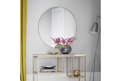 Gallery Direct Hayle Round Mirror Champagne 1000mm Gallery Direct Hayle Round Mirror Champagne 1000mm