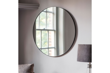 Gallery Direct Bowie Round Mirror Black 800x800mm Gallery Direct Bowie Round Mirror Black 800x800mm