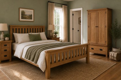 Salisbury Waxed Premium Oak Slatted Bed Frame